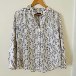 Ann Taylor Floral Print Blouse in Blue and Brown